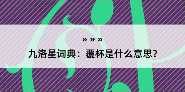 九洛星词典：覆杯是什么意思？