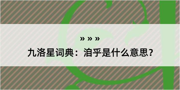九洛星词典：洎乎是什么意思？
