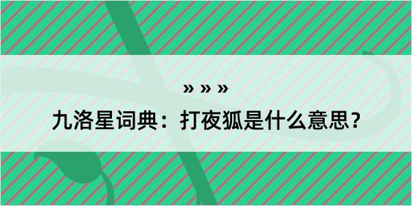 九洛星词典：打夜狐是什么意思？