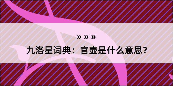 九洛星词典：官壶是什么意思？