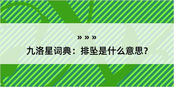 九洛星词典：排坠是什么意思？