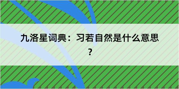 九洛星词典：习若自然是什么意思？