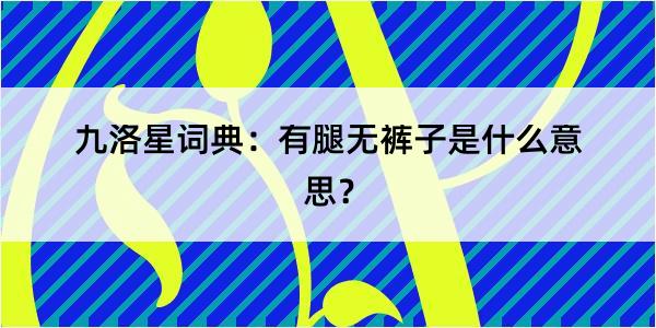 九洛星词典：有腿无裤子是什么意思？