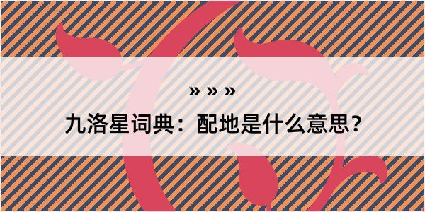 九洛星词典：配地是什么意思？
