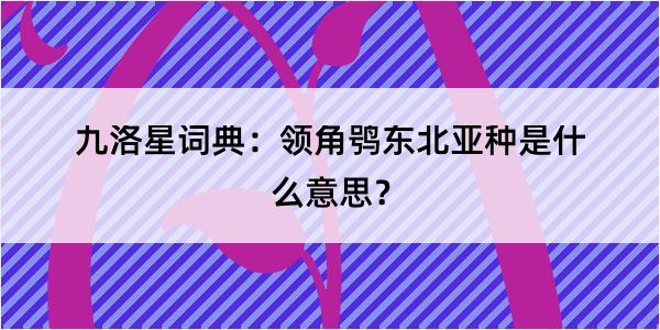 九洛星词典：领角鸮东北亚种是什么意思？