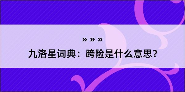 九洛星词典：跨险是什么意思？