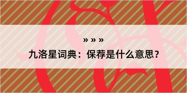 九洛星词典:保荐是什么意思?