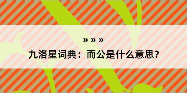 九洛星词典：而公是什么意思？