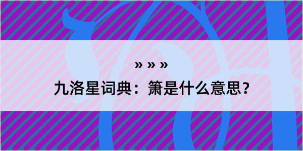 九洛星词典：箫是什么意思？