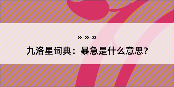 九洛星词典：暴急是什么意思？