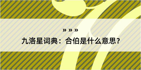 九洛星词典：合伯是什么意思？