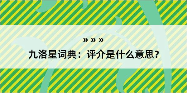九洛星词典：评介是什么意思？