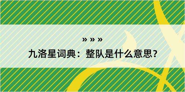 九洛星词典：整队是什么意思？