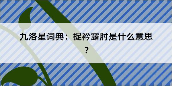 九洛星词典：捉衿露肘是什么意思？