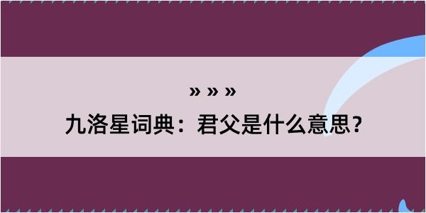 九洛星词典：君父是什么意思？