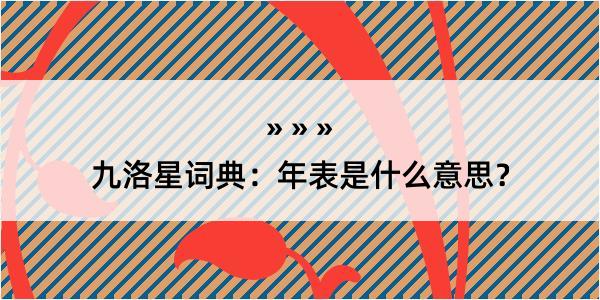 九洛星词典：年表是什么意思？