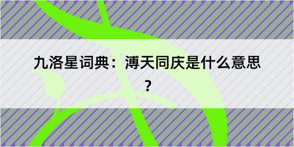 九洛星词典：溥天同庆是什么意思？