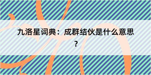 九洛星词典：成群结伙是什么意思？
