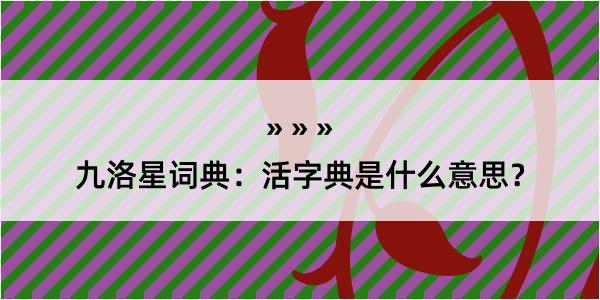 九洛星词典：活字典是什么意思？