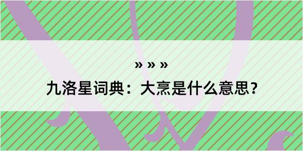 九洛星词典：大烹是什么意思？