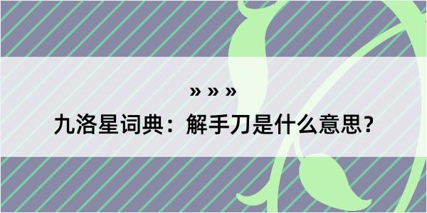 九洛星词典：解手刀是什么意思？