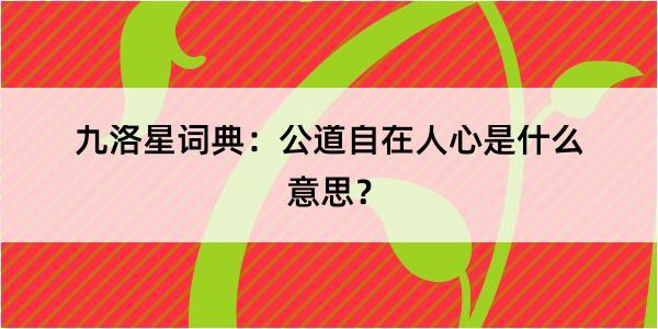 九洛星词典：公道自在人心是什么意思？