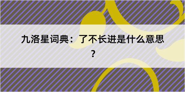 九洛星词典：了不长进是什么意思？
