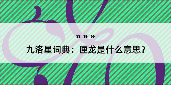 九洛星词典：匣龙是什么意思？