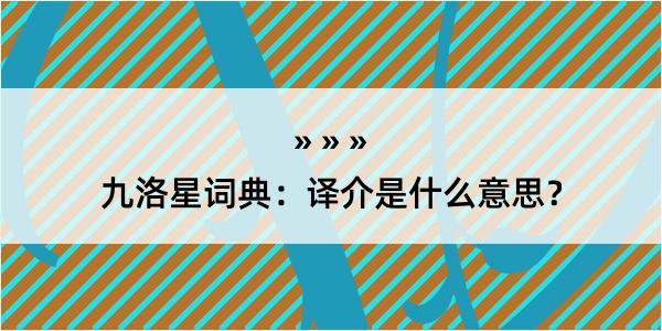 九洛星词典：译介是什么意思？