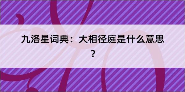九洛星词典:大相径庭是什么意思?