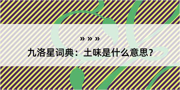 九洛星词典：土味是什么意思？