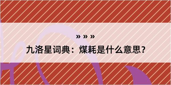 九洛星词典：煤耗是什么意思？