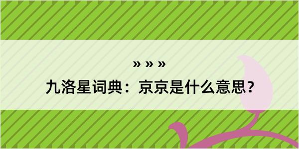 九洛星词典：京京是什么意思？