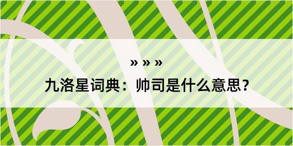 九洛星词典：帅司是什么意思？