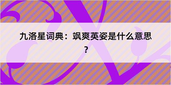 九洛星词典：飒爽英姿是什么意思？