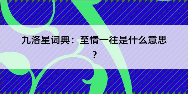 九洛星词典：至情一往是什么意思？