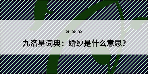 九洛星词典：婚纱是什么意思？