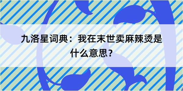 九洛星词典：我在末世卖麻辣烫是什么意思？