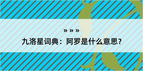 九洛星词典：阿罗是什么意思？