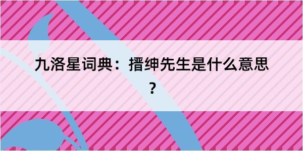 九洛星词典：搢绅先生是什么意思？