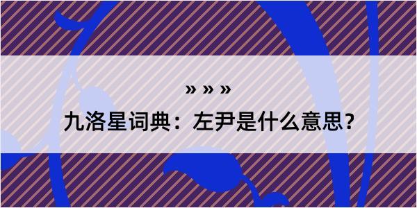 九洛星词典：左尹是什么意思？