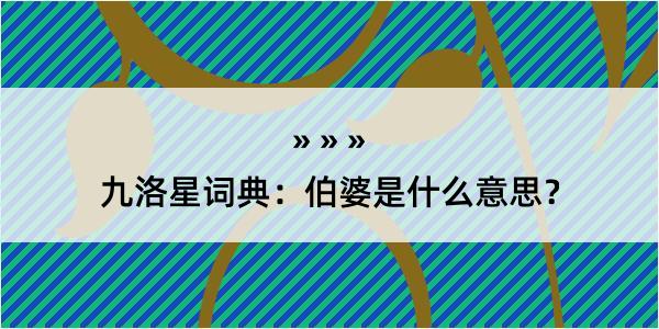 九洛星词典：伯婆是什么意思？