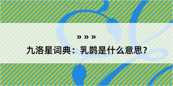 九洛星词典：乳鹊是什么意思？