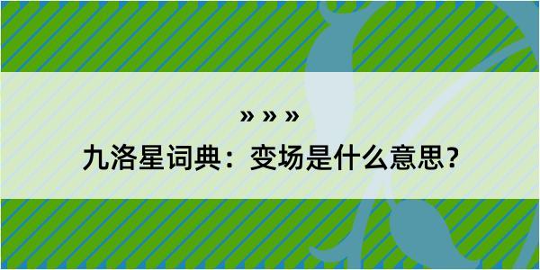 九洛星词典：变场是什么意思？