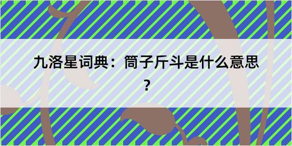 九洛星词典：筒子斤斗是什么意思？
